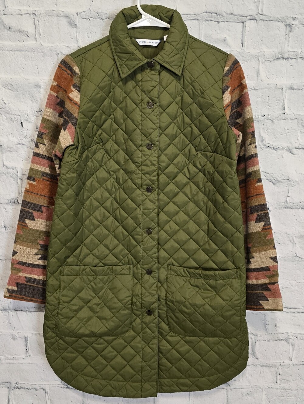 Canyon Retreat Jacket Sz XXS Pockets Green Quilted long NWOT A6